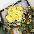 thumbnail image 2 of Centros de mesa con flores y jarrones de ratán, decoración de mesa con macetas artificiales amarillo, 2 of 3
