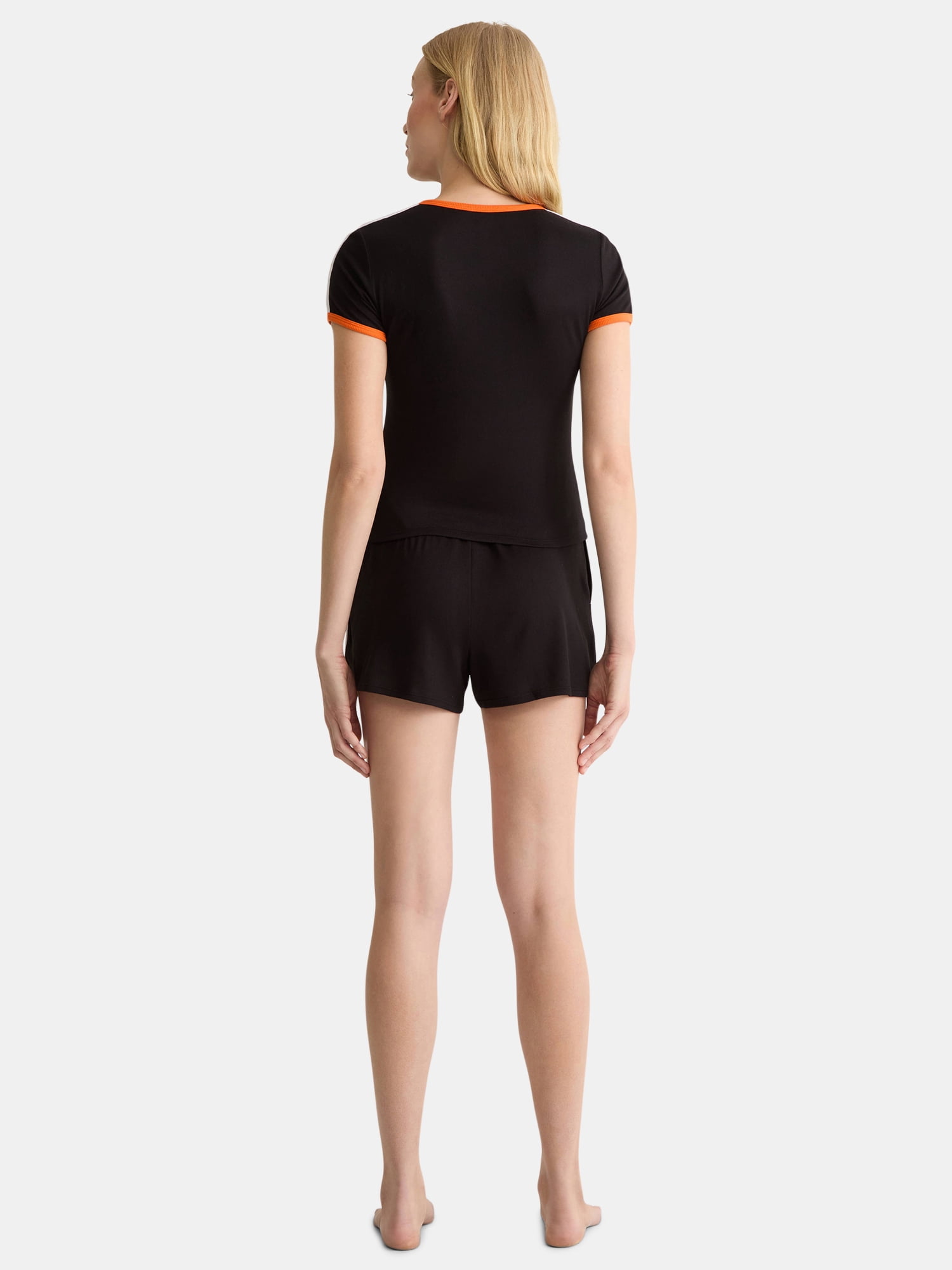 Halloween Women's and Women’s Plus Varsity Tee and Shorts Pajama Set, 2-Piece, Sizes XS to 3X