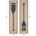 thumbnail image 3 of DecMode Brown Wood Paddle Wall Decor with Blue Accents and Chevron Patterned Background (2 Count), 3 of 13