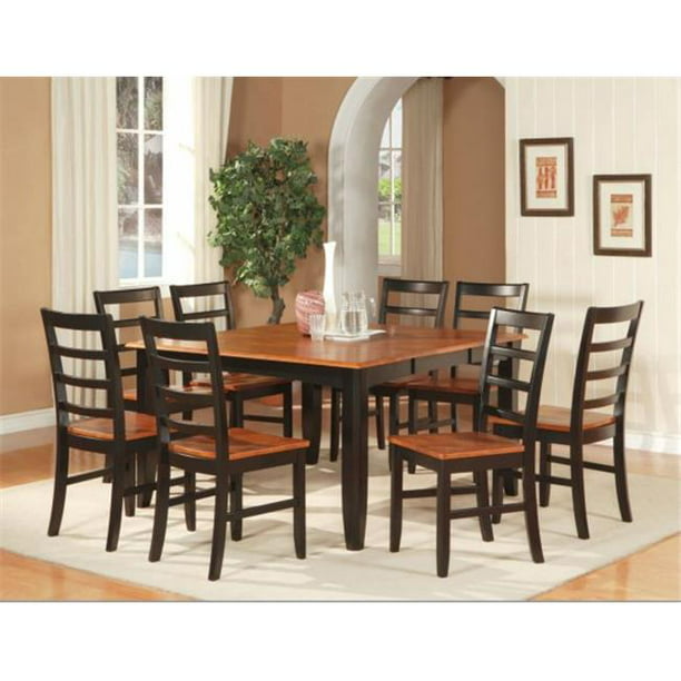 Wooden Imports Furniture Pf9 Blk W 9pc Parfait Square Table With 18 In Butterfly Leaf 8 Wood Seat Chairs In Black Cherry Finish Walmart Com Walmart Com