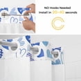 thumbnail image 2 of Valentine's Day No Hooks Shower Curtain with Snap-in Liner Simple Watercolor Gradient Blue Stripes Plaid Love Heart Shower Curtains for Bathroom, Waterproof, Easy Install, Washable 66"x72", 2 of 9