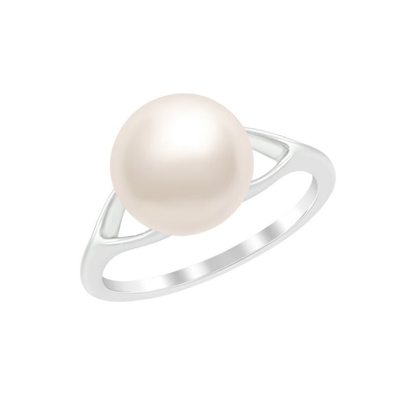 3.5 Ctw Round Shape White Pearl Gemstone 925 Sterling Silver Solitaire Women Wedding Ring