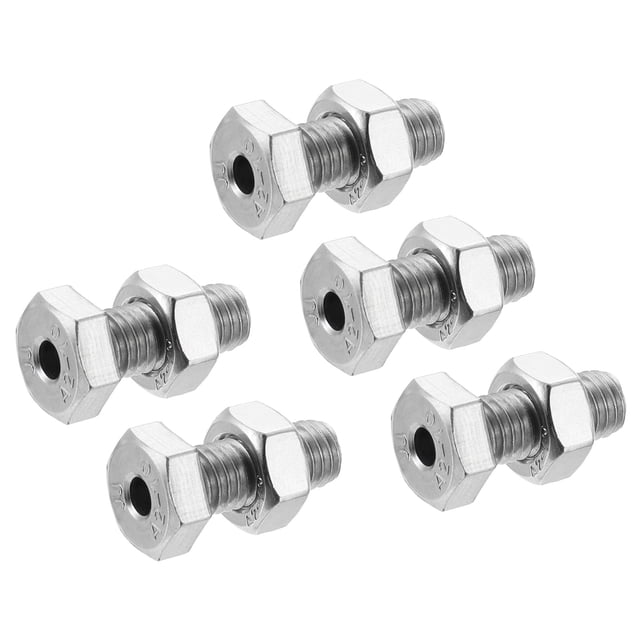 Unique Bargains M8x20mm Hexagon Fasteners Hollow Screw Bolts with Nuts 5 Pack