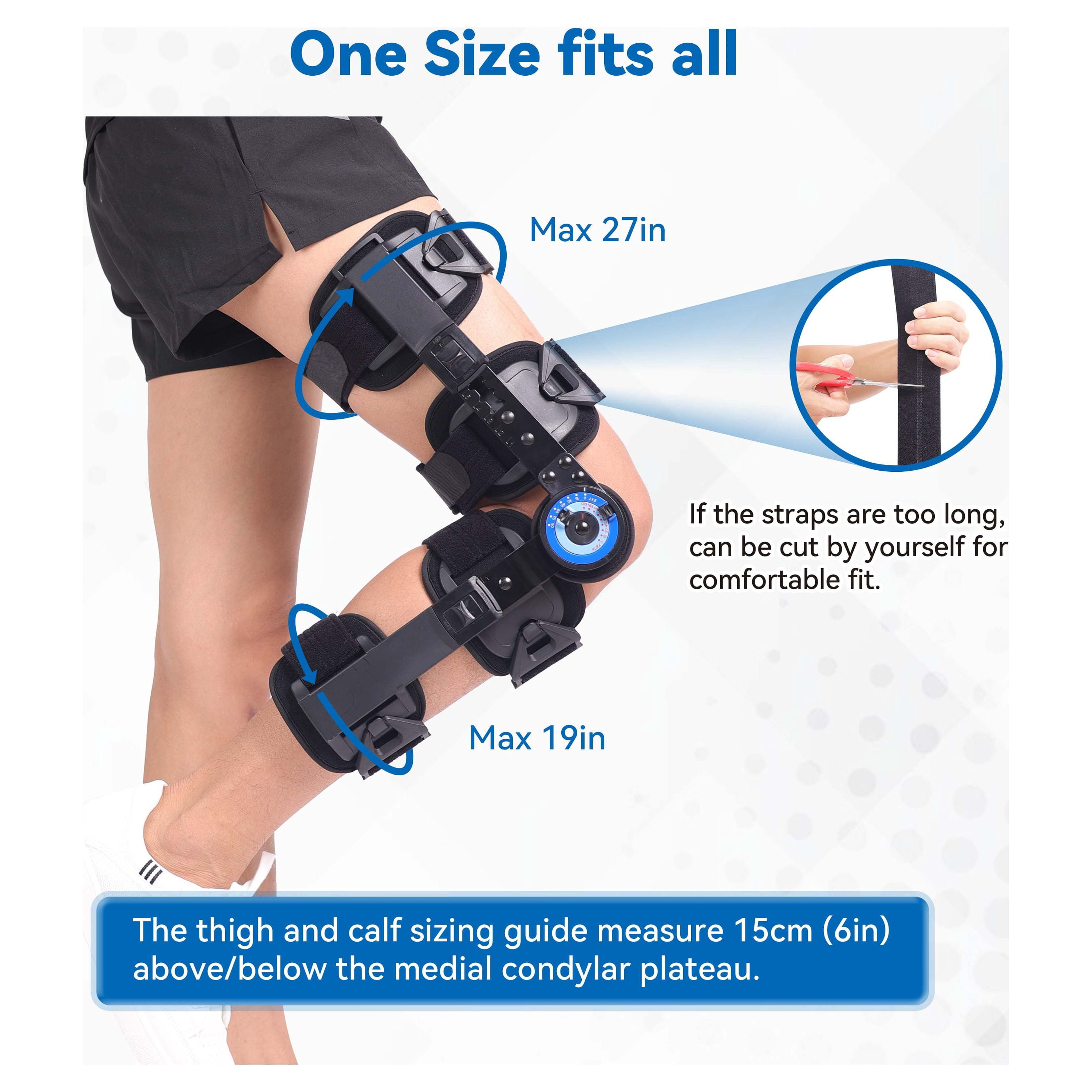 Orthomen Hinged ROM Knee Brace, Orthopedic Knee Support for Post-Op Recovery and Injury Rehabilitation, Black