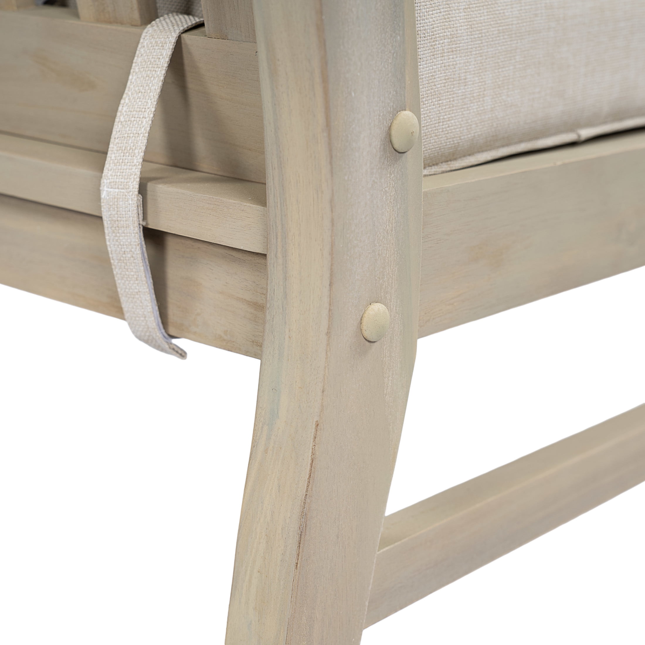 Christopher Knight Home 4-Seater Outdoor Wood Conversation Set with Table, Sand Cushions, Light White Finish