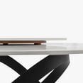 thumbnail image 6 of POVISON 51"Modern Glossy Dining Table For 4 With Lazy Susan, White Round Sintered Stone Tabletop, Black X Carbon Steel Base, 6 of 10