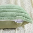 thumbnail image 3 of SURJDE Sage Green Striped Decorative Throw Pillow Covers 18x18 Inch Set of 2,Square Fall Decorations Couch Pillow Case,Soft Cozy Faux Rabbit & Velvet Back,Modern Home Decor for Bed, 3 of 6