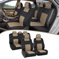 thumbnail image 2 of Car Seat Covers Full Set Front Rear Bench Cushion Pad Protector, Fit Most Cars, Trucks, Suvs, Vans, Black&Beige, 2 of 7