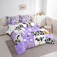 thumbnail image 3 of Homewish Fashion Cow Print Bedding Comforter Set 7pcs, Rustic Farmhouse Animal Queen Bedding Sets, Dreamy Purple Patchwork Reversible Queen Sheet Sets, Breathable Home Decor, 3 of 7