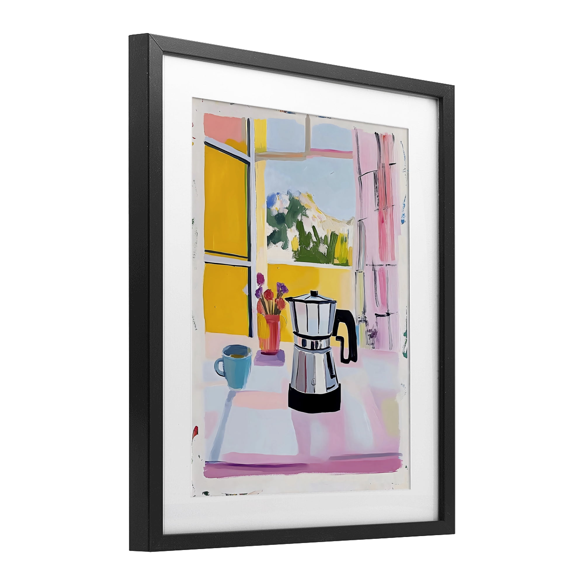 Stupell Industries Italian Moka Pot Kitchen Black Framed Print Under Glass, design by The Prints Vibe