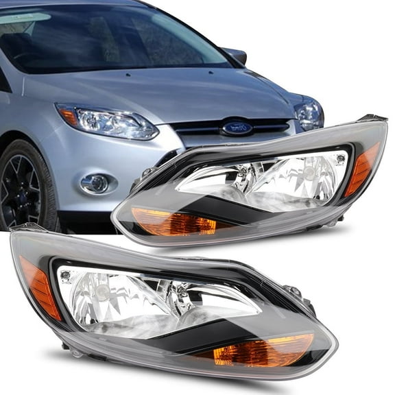 CCIYU headlights assembly For Ford Focus 2012-2014 With protective coating Black Housing Amber Reflector Clear Lens