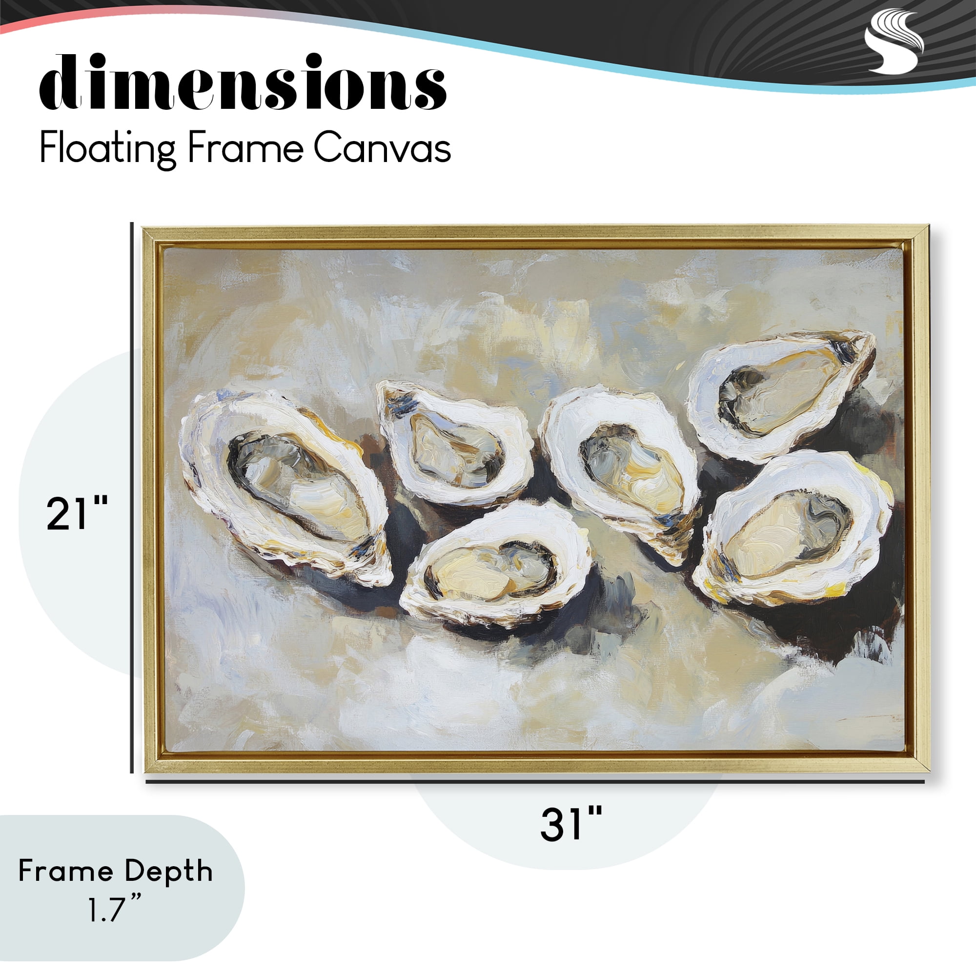 Stupell Industries Line of Oysters in Neutrals Gold Framed Floater Canvas Wall Art, design by Sisi and Seb