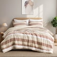 thumbnail image 5 of Premium 3Piece Bedding Sets King/Cal King Textured Stripe Polyester Comforter with Terracotta Finish, 5 of 9