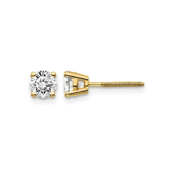 3/4 Carat (Ctw VS2-SI1, D-E-F) Lab Grown Diamond Solitaire Stud Earrings in 14K Yellow Gold with Screwbacks for Women