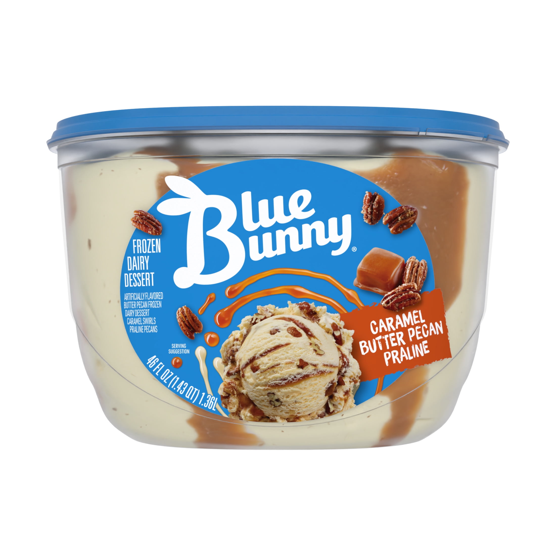 Blue Bunny Caramel Butter Pecan Praline Premium Frozen Dessert, 46 fl oz