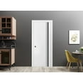 thumbnail image 3 of Sliding French Pocket Door 32 x 96 inches with | Planum 0011 White Silk with Frosted Glass | Kit Trims Rail Hardware | Solid Wood Interior Bedroom Sturdy Doors, 3 of 6