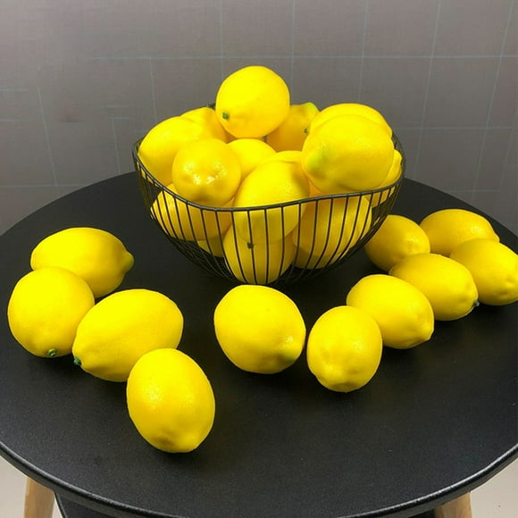 Alician 12pcs Faux Artificiels Citrons Faux Fruits Réalistes Accessoires de Photographie pour la Décoration de Table de Cuisine à la Maison