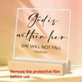 thumbnail image 2 of A Acrylic Bible Verse Plaque With A Wooden Base "She Will Not Fall For God Is Within Her" Psalm 91:2,Christian Decoration For Home Or Office Ideal Gift For Women And An Inspiring Wall Decor, 2 of 7