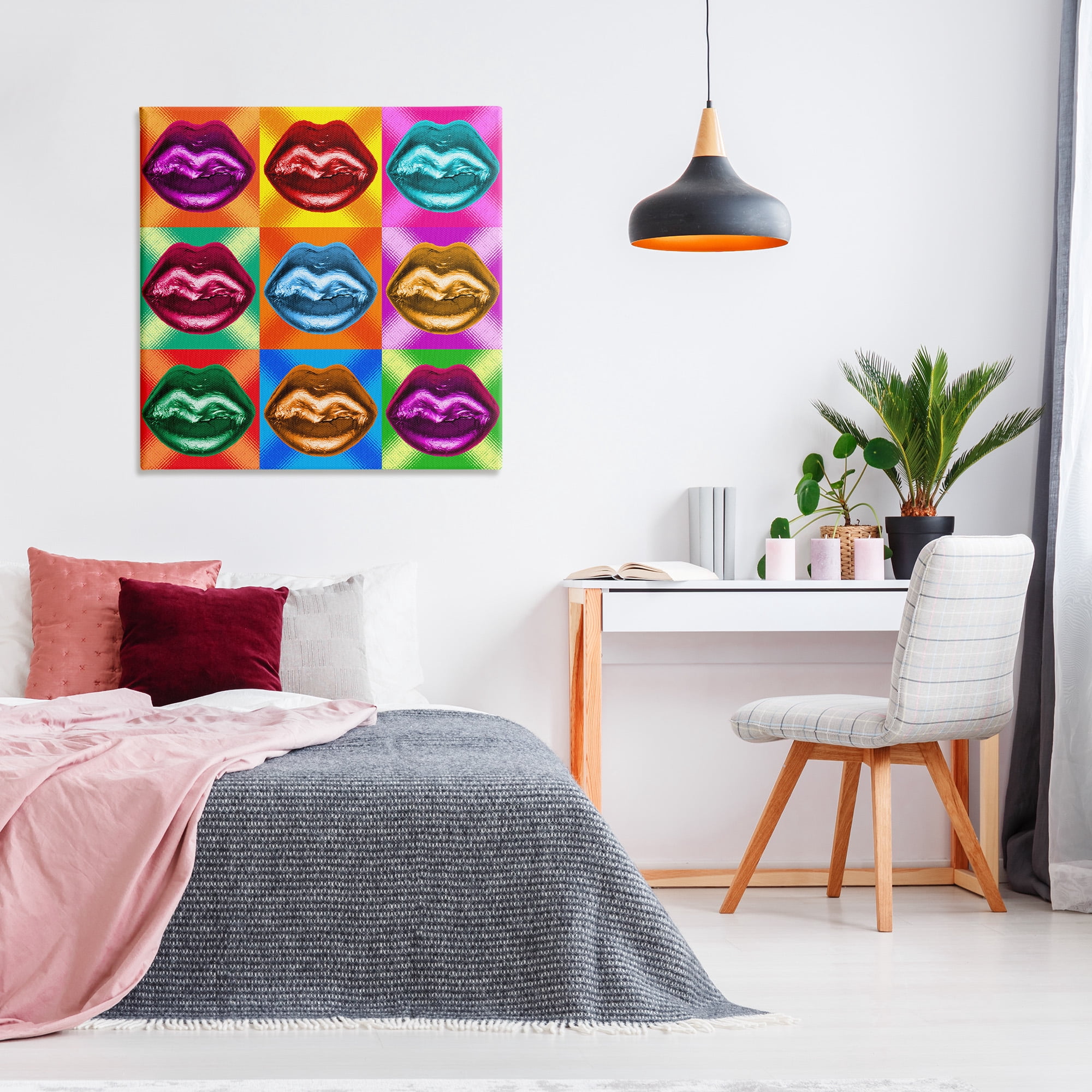 Stupell Industries Vivid Lips Abstraction Abstract Painting Gallery Wrapped Canvas Art Print Wall Art, 36 x 36