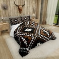 thumbnail image 3 of Rustic Western Queen Size Comforter Set For Men,Southwestern Aztec Bedding Set Bohemian Quilt Comforter Ethnic Mexican Geometric Diamond Duvet Insert Brown Black White Farmhouse Room Decor 3 Pcs, 3 of 8