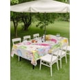 thumbnail image 3 of Outdoor Tablecloth with Umbrella Hole and Zipper, Happy Easter Rectangle Table Cloth 60x84 Inch Waterproof Tablecloth, Spring Farmhouse Bunny Eggs Flower Beige Picnic Table Cover for Patio Camping, 3 of 7