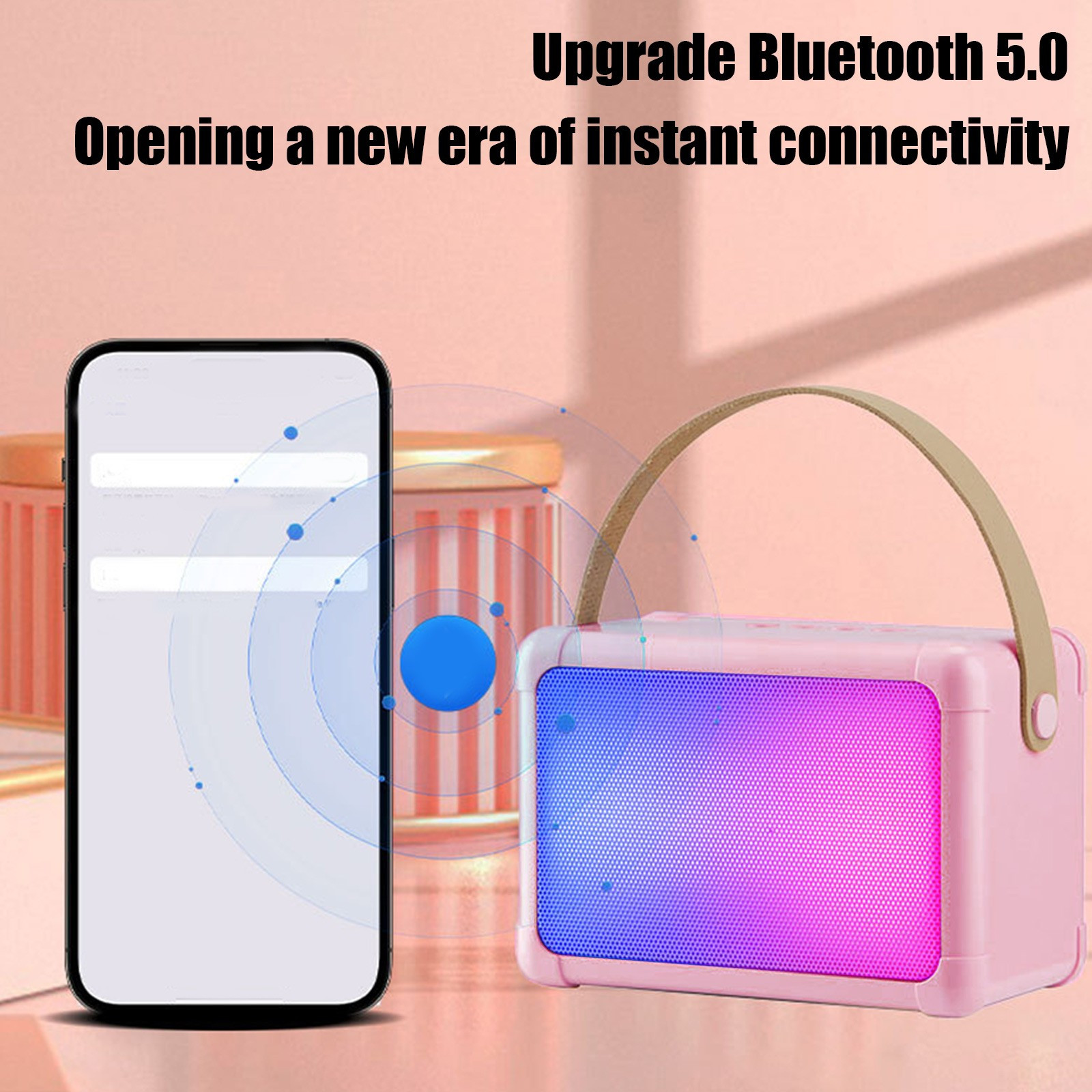 Car-Mounted RGB Bluetooth Speaker, Portable Desktop and Outdoor Mini Karaoke with Colored Lights, Voice Prompt Audio, 5W Gift for Travel, Home, or Sports Activities