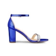 thumbnail image 3 of BLISSFUL STEP Women's Sandals Rhinestone Chunky Heel Ankle Strap Open Toe Party Shoes Deep Blue 9, 3 of 7