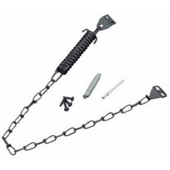 Wright Galvanized Black Steel Spring and Chain Door Retainer - Security Latch - 1 Pack