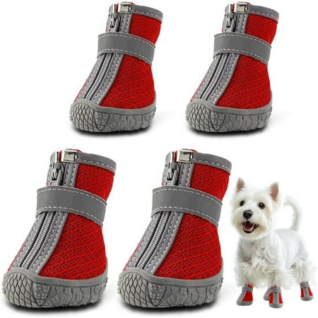 Bxaolu Dog Shoes for Small Dogs  Breathable Dog Boots Paw Protector for Hot Pavement Summer  Dog Booties with Reflective Strips Rugged Anti-Slip Sole for Hardwood Floors Outdoor Walking