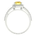 thumbnail image 4 of Clara Pucci 14K White Gold Solid Gold Yellow Halo Anniversary Ring for Women - 1.935 cttw Emerald Cut, 4 of 8