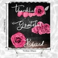 thumbnail image 2 of Pink Rose Shower Curtain Sets, Thankful Grateful Blessed Bathroom Curtain with Non-Slip Rug, Toilet Lid Cover, Bath Mat and 12 Hooks, Romantic Showy Floral Wedding Decor for Bath, 2 of 7