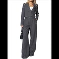 thumbnail image 1 of Conjuntos de 2 Piezas para Mujer: Blazer Elegante, Chaqueta, Pantalón Recto de Cintura Alta, Conjunto Informal de Negocios. Gris Oscuro S, 1 of 10