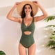 thumbnail image 5 of Trajes de Baño de una Pieza para Mujer, con Control de Abdomen, Corte Alto, Espalda Cruzada y Lazo. Verde XL, 5 of 8