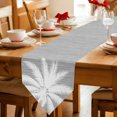 thumbnail image 2 of Tropical Plants Table Runner Linen Burlap Table Runner 108 Inches Long Summer Coastal Palm Tree Leaves Light Grey Dresser Scarves for Kitchen Island Coffee Dining Room Party Holiday Decor 13"x108", 2 of 8