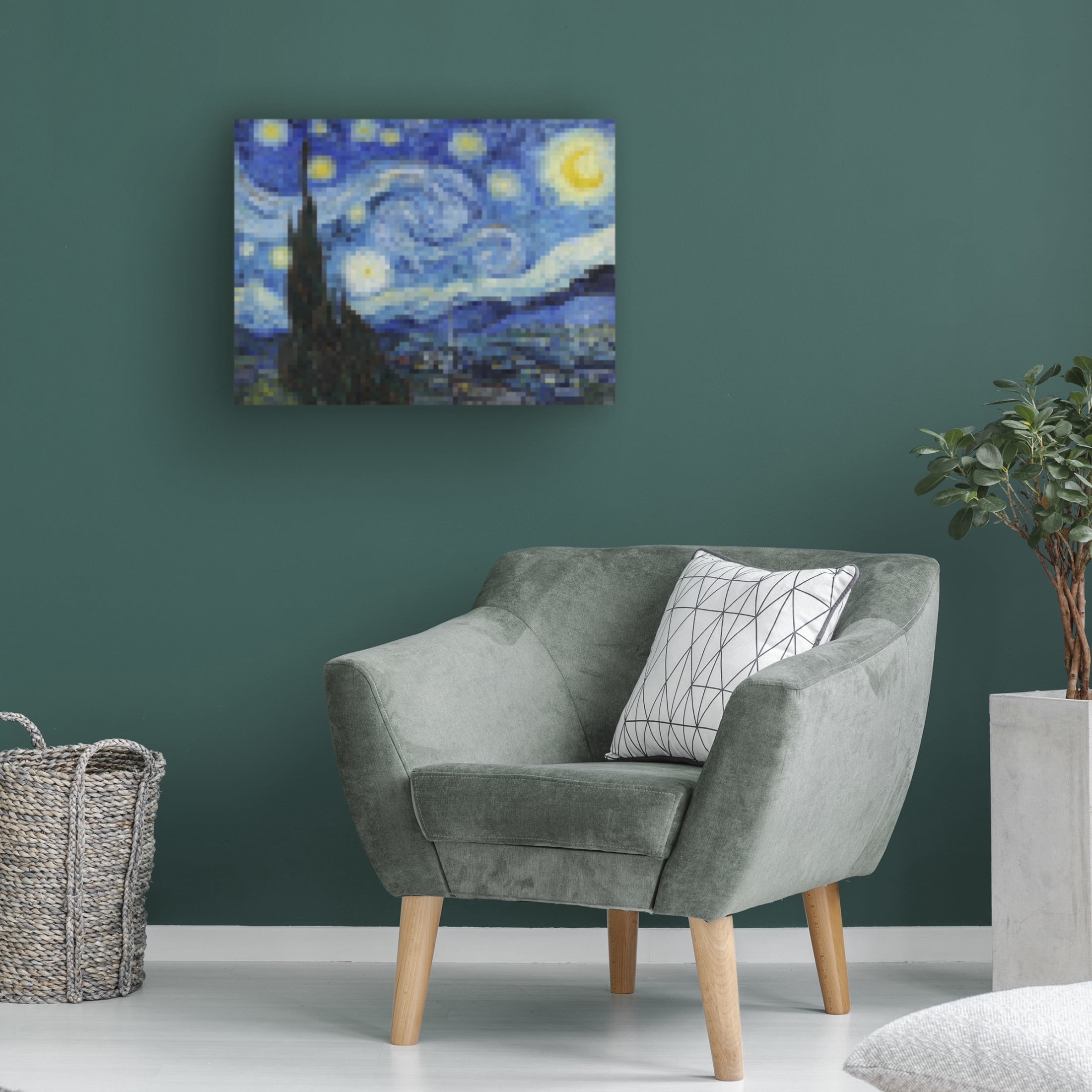Trademark Fine Art Vincent Van Gogh  Pixelated Starry Night Canvas Wall Art