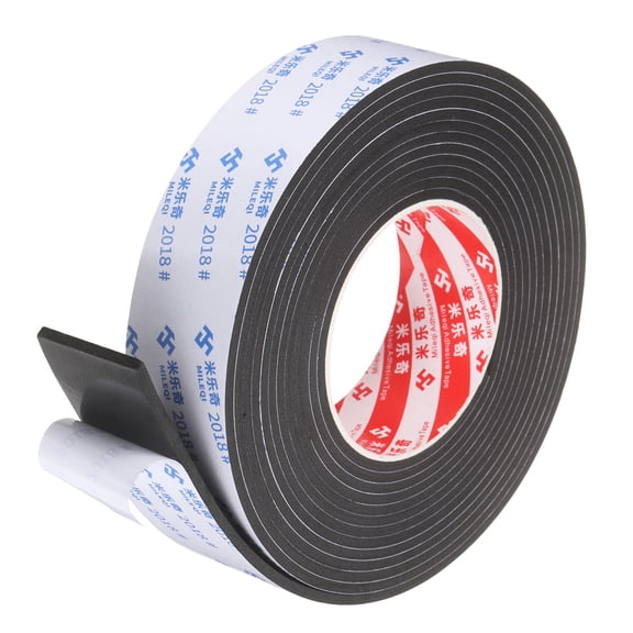 Uxcell Sponge Rubber Foam Tape, 1 3/4" W x 1/8" t x 16.4ft l Self-Adhesive Foam Insulation Tape Weather Stripping for Window Door Soundproofing Weatherstrip AC Seal Strip, Black