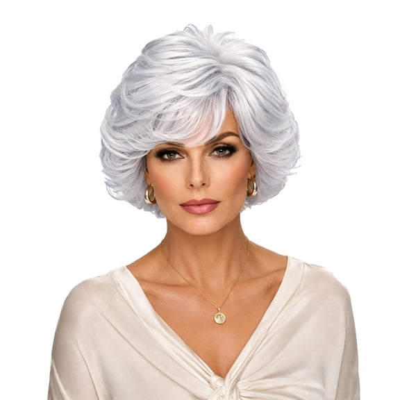 Women's short wig, synthetic fiber pixie cut wig with bangs, suitable for everyday wear, cosplay, holidays and parties.