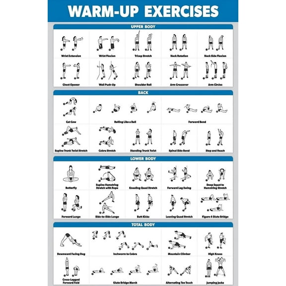 WARM-UP EXERCISES Poster Fitness Charts A must-have poster for fitness enthusiasts, specially designed for gyms. Motivational poster