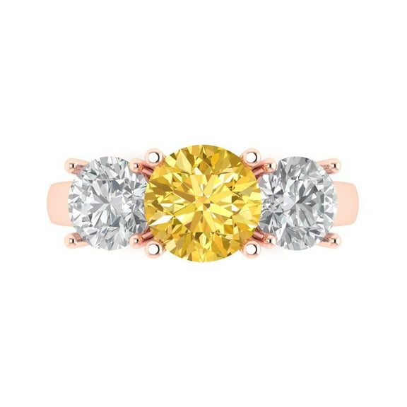 Three-Stone Engagement Ring for Women - 3ct Natural Citrine in 18K Rose Gold Promise Ring