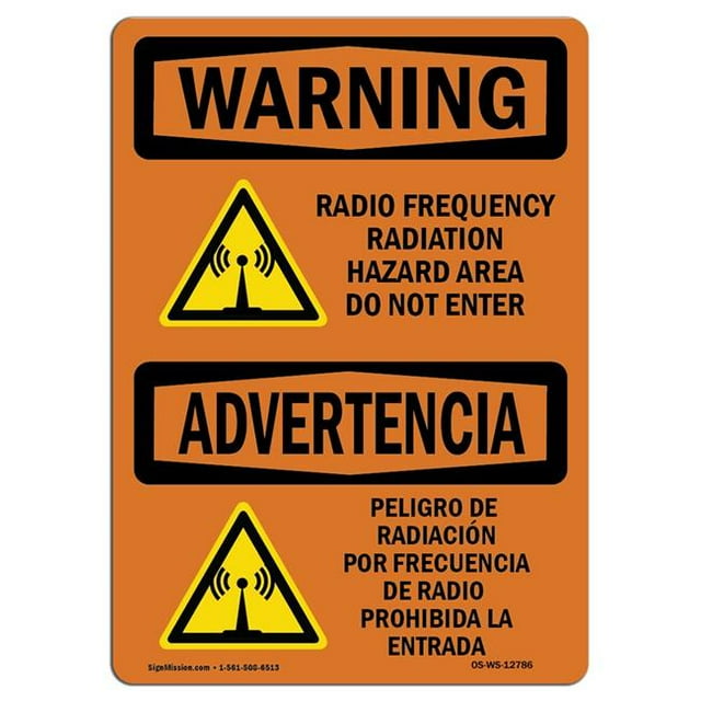 SignMission OS-WS-A-1218-L-12786 12 x 18 in. OSHA Warning Sign - Radio Frequency Radiation Hazard Area
