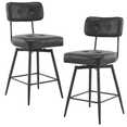 thumbnail image 3 of Tcbosik 2 Pack Swivel Bar Stools with Removable Backrest, PU Leather Upholstered Counter Stool with Metal Legs for Kitchen Island, Dining Room, Living Room, Black, 3 of 10