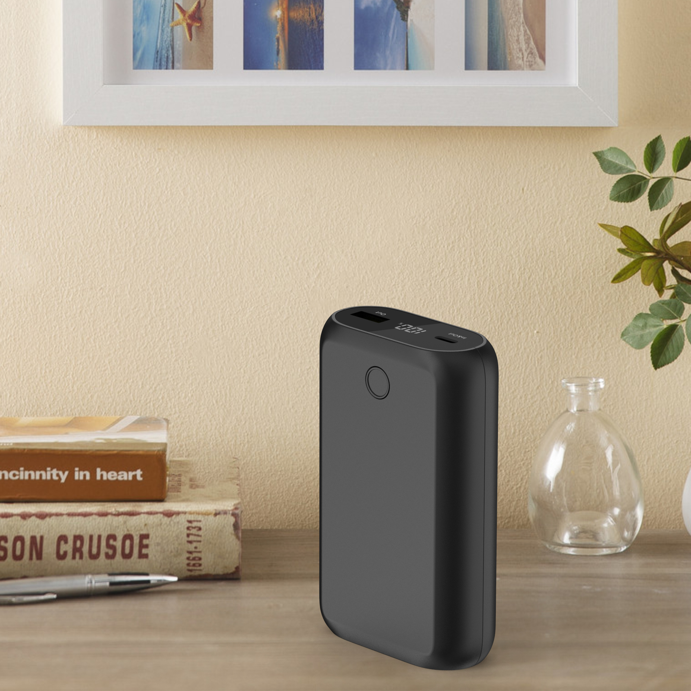 Onn Batería Portátil 10,000 mAh con Cables Integrados USB-C y Lightning, Carga Rápida, Indicador LED, Certificada MFI, Negro 8