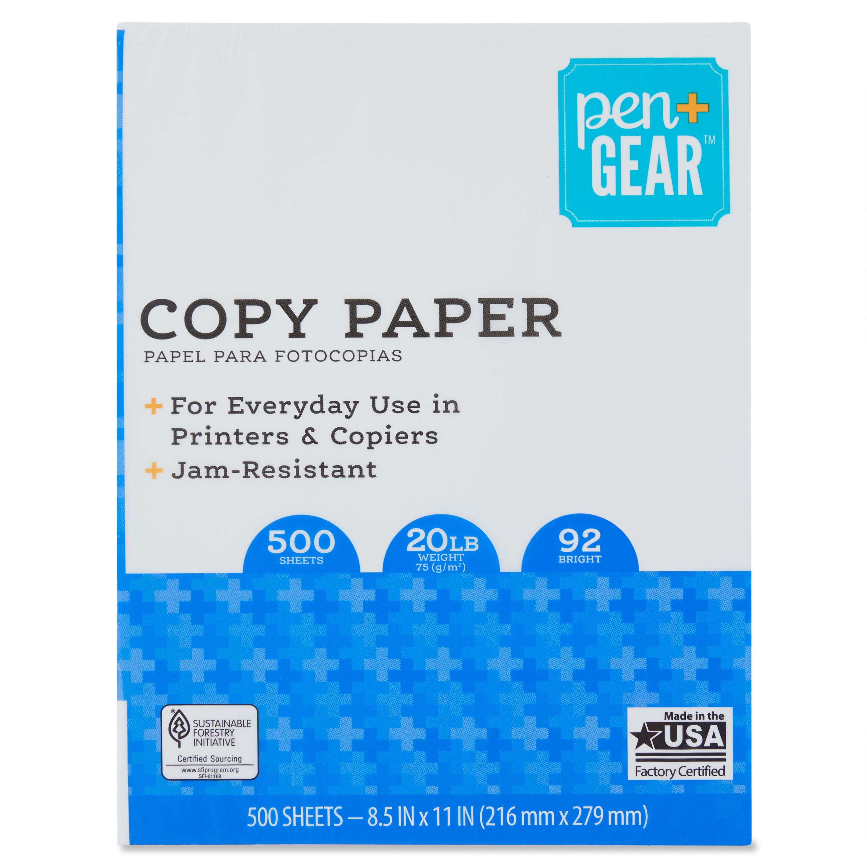 Pen+Gear Copy Paper, 8.5" x 11", 92 Bright, 20 lb., 1 Ream (500 Sheets)