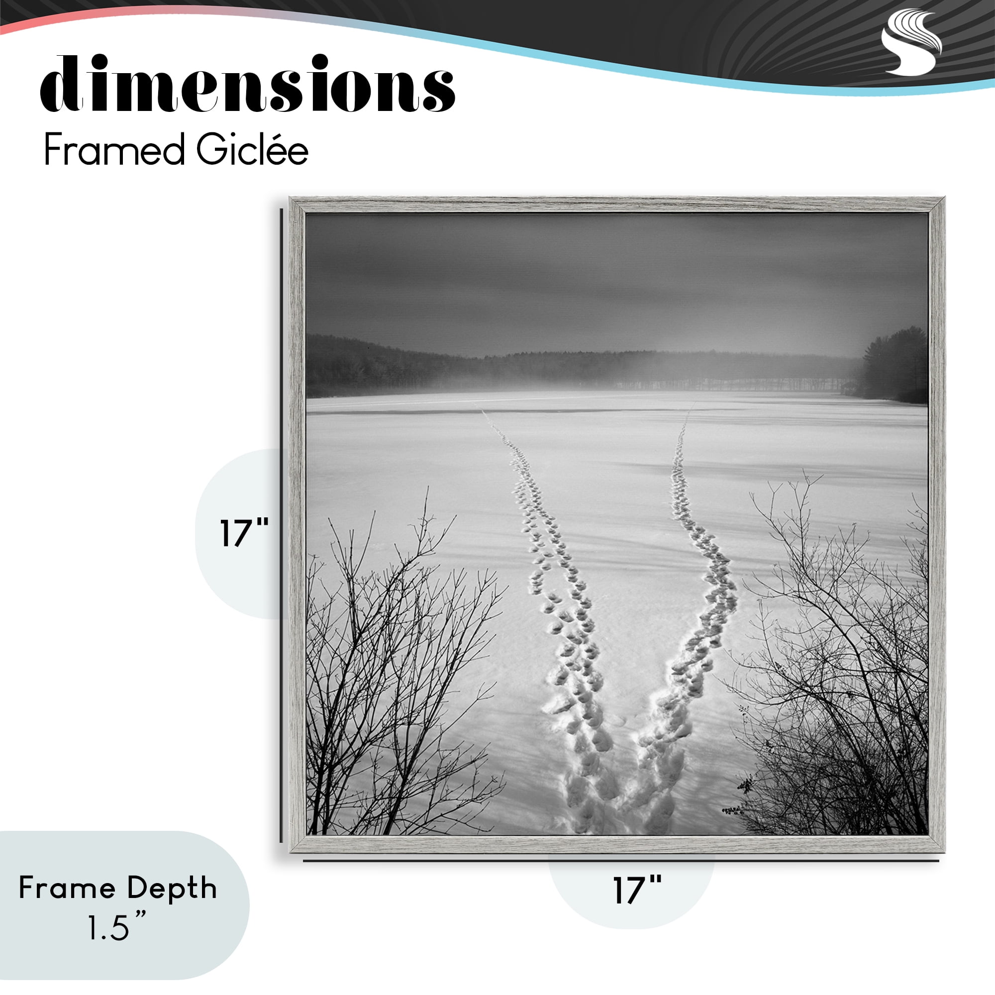 Stupell Industries Snowstep Tracks Across Frozen Lakes Gray Framed Giclee Art, design by Chip Forelli