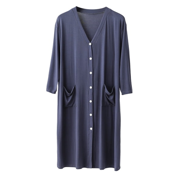 TBWNWG Men's Sleeping Robe Cardigan Loungewear Set Soft Comfortable Draped Nightgown Bathrobe for Home Relaxation,Size 2XL