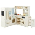 thumbnail image 1 of Costway Corner Play Kitchen with Lights & Sounds Wooden Toy Kitchen Set Storage for Ages 3+ Beige, 1 of 10