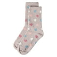 thumbnail image 3 of MeMoi Women's "All Over Hearts" Non-Skid Lavender Infused Crew-Length Cozy Spa Sock - Womens - Female, 9-11, Cement, 3 of 4