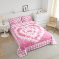 thumbnail image 3 of Erosebridal Pink Bedding Set Queen Pastel Love Heart Comforter Set, Buffalo Plaid Bedding Comforter Sets Hippie Bohemian Duvet Set, Pink Cowhide Quilted Comforter Geometric Grid Checkered Decor, 3 of 5
