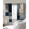 thumbnail image 4 of Blue Beige Geometric Blackout Curtains for Bedroom Living Room Darkening Curtains 84 Inch Length 2 Panels Set Vintage Farmhouse Ombre Painting Window Curtain Window Treatment Grommet Drapes 42"x84", 4 of 9