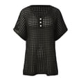 thumbnail image 6 of Womens T-Shirts Sexy Hollow Out Short Sleeve Summer Casual Knit Top Beach Cover Ups Blouse Crew Neck Solid Color Tee Vacation Outfits Fashion Clothing Women Clothes, 6 of 6